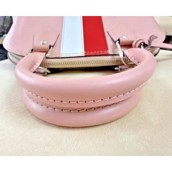 Louis Vuitton Alma BB Epi Leather Pink Silver Hardware Rose Red Stripe Hand Bag - Picture 13 of 16